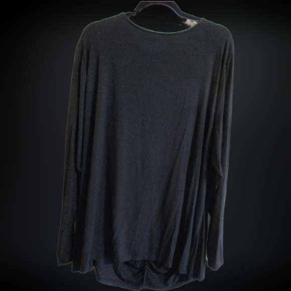 Ava & Viva Long Sleeve V-Neck Ruched Front Top Black Sz 4x NWT - Picture 5 of 5